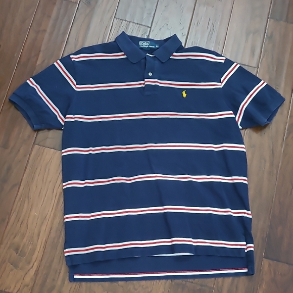 Polo by Ralph Lauren Navy Blue Polo with Red & White Stripes size XL - Picture 1 of 6